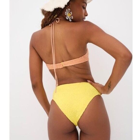 For Love & Lemons Sonny One-Piece Cut-out 60s Terry Swimsuit Bathing Suit Sz XL - Picture 4 of 11